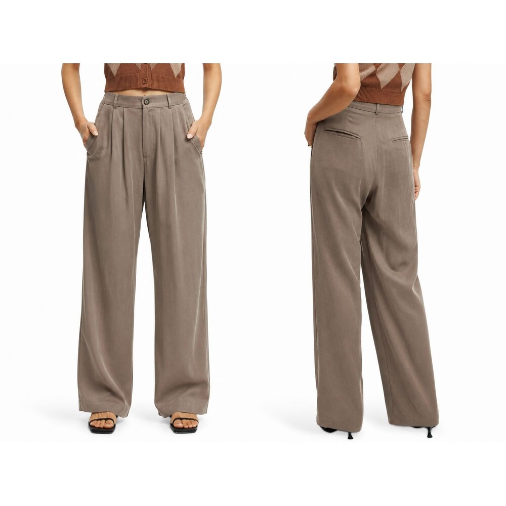 Reformation Mason Pants Khaki Brown Trouser Wide Leg High Waist Relaxed 0 - $188